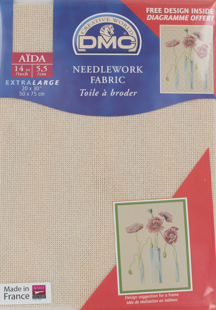 DMC Aida Cross Stitch Fabric Cloth All Colours and Sizes inc 14 16 18ct ...