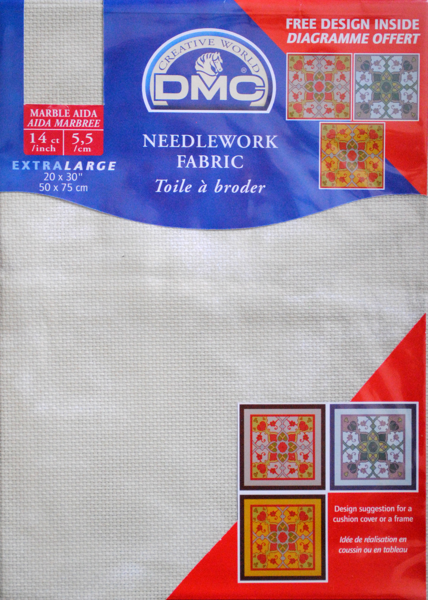 DMC Aida Cross Stitch Fabric Cloth All Colours and Sizes inc 14 16 18ct ...